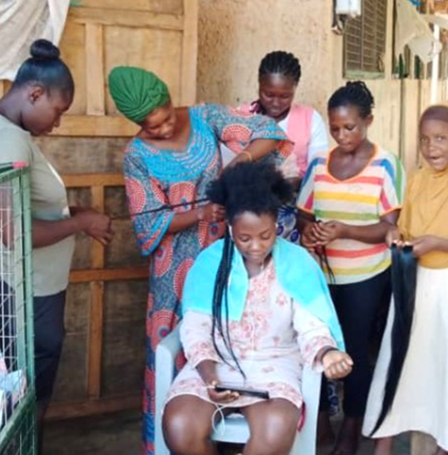 Skills development  Training in hair dressing at Pong-Tamale.